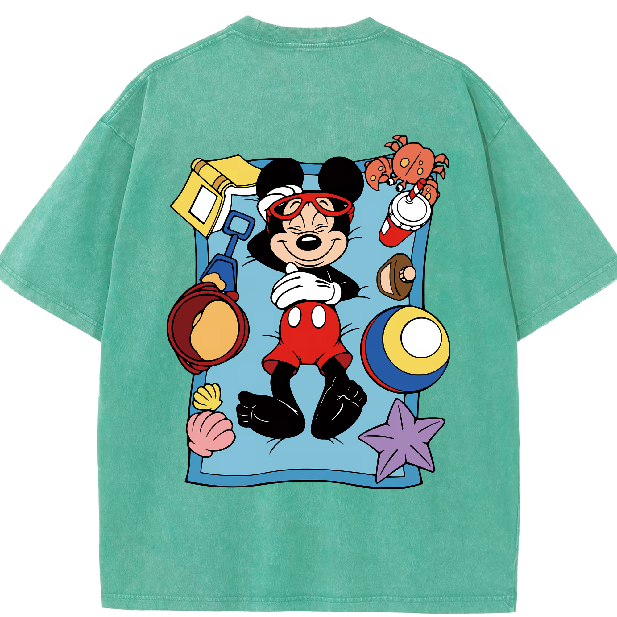 （画像用） ミッキーマウス Mickey Mouse 綿100% ヴィンテージ風 半袖Tシャツ（背面プリント）